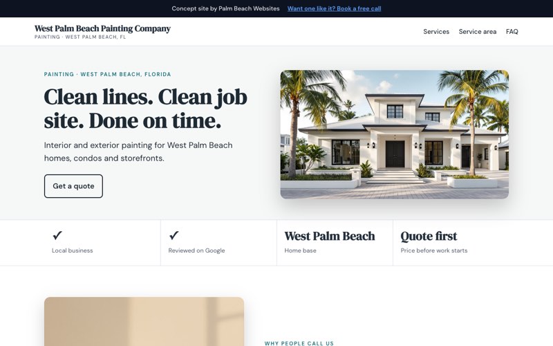 Painting Company website concept for West Palm Beach